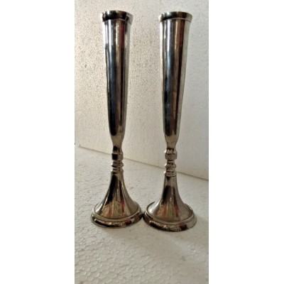 Beautiful Handcrafted Brass Silver Palted Candle Stand   253683015229